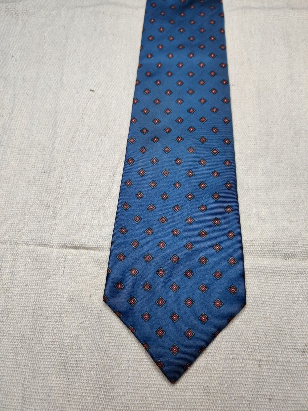 CAMPUS Multi-Color Geometric Shapes on Blue Silk Blend Neck Tie-TIE DESIGNER